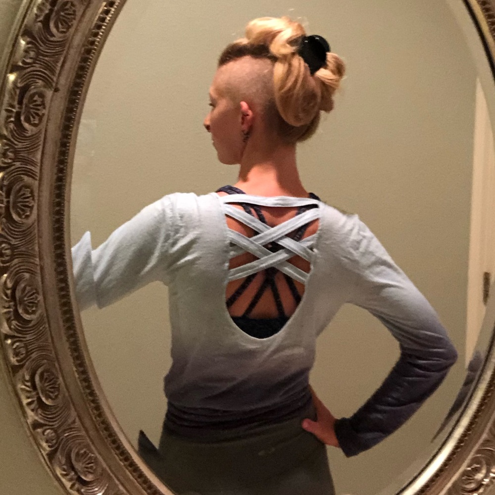 Earth Yoga long sleeve criss cross cutout back